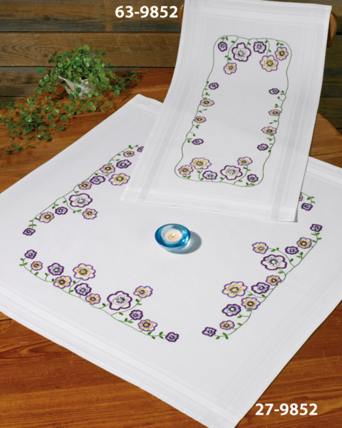 Broderisett Blomster flor 40 x 80 cm