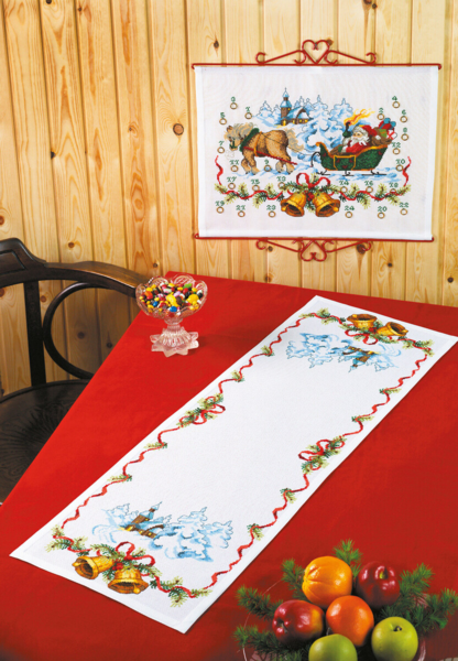 Broderisett Klokker/kirke 35x101cm