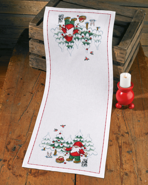 Broderisett Nisse & juletre 34 x 92 cm