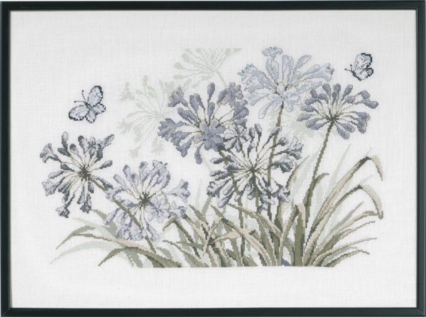 Broderisett Grå Agapanthus R5632 58 x 42 cm