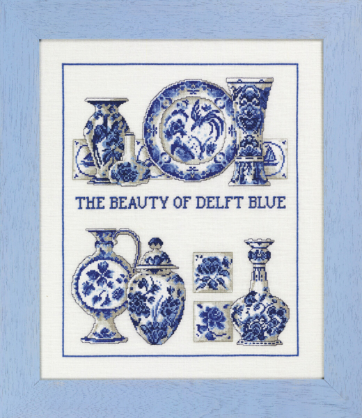 Broderisett Delft blue 36 x 43 cm