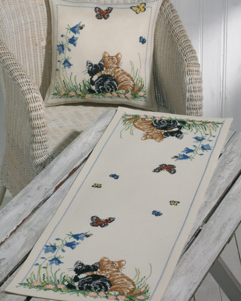 Broderisett Kattevenner 35 x 95 cm