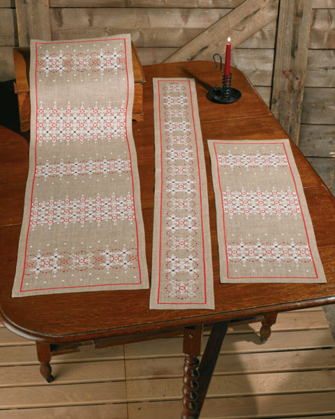 Broderisett Border på lin 36 x 123 cm