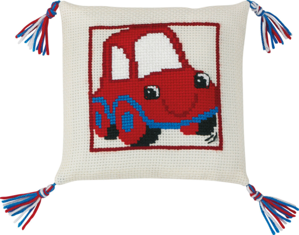 Broderisett Den røde bil 28 x 28 cm