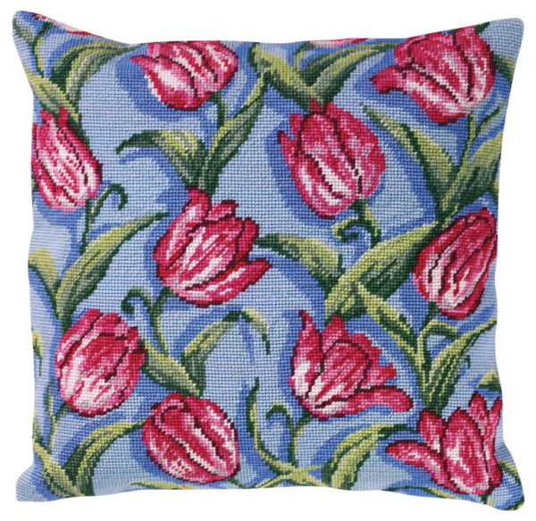 Broderisett Stramei pute tulipaner 40 x 40 cm