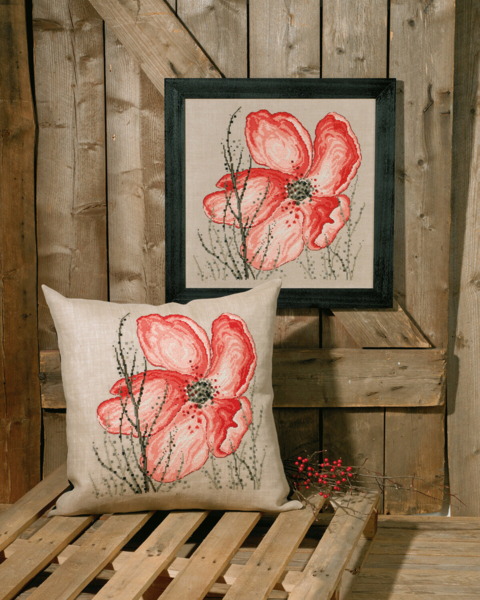 Broderisett Valmue 60 x 60 cm