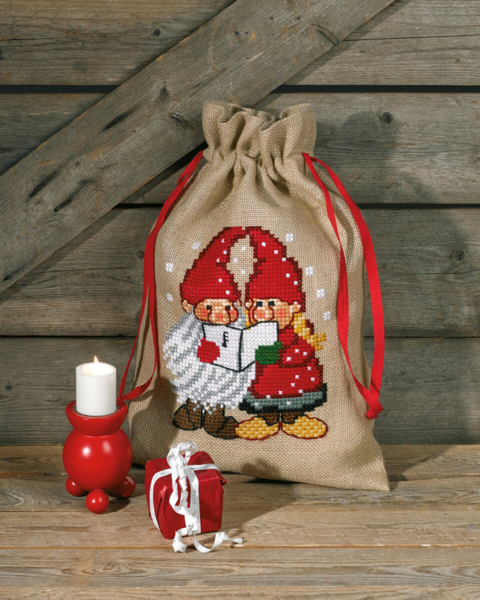 Broderisett Julesekk m/ syngenisser 39 x 55 cm