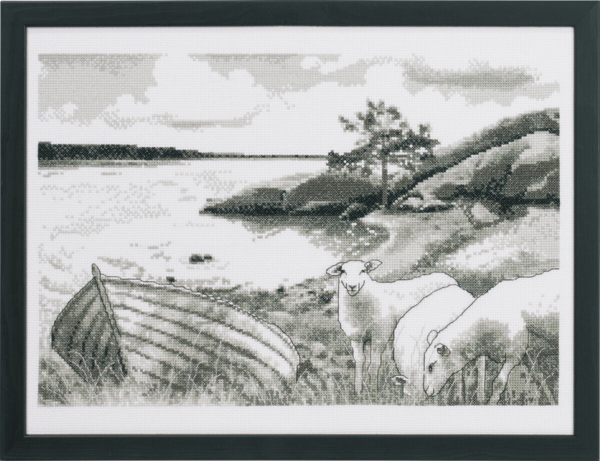 Broderisett Ved havet 40 x 30 cm