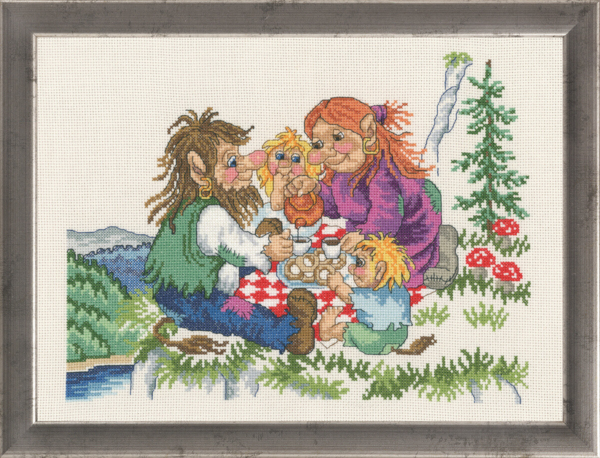 Broderisett Trollefamilie 37 x 29 cm R5399