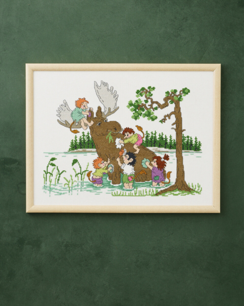 Broderisett Elg vask 40 x 30 cm