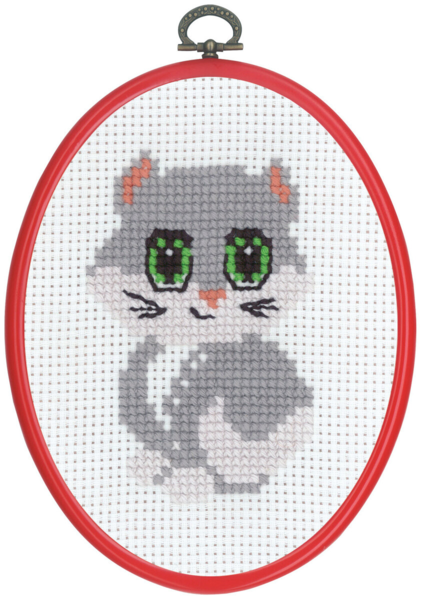 Broderisett MFK Grå katt M 5959/30 13 x 18 cm