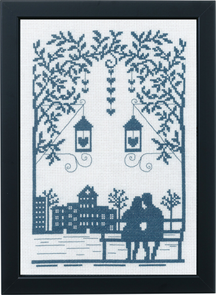 Broderisett Par på benk 29 x 20 cm
