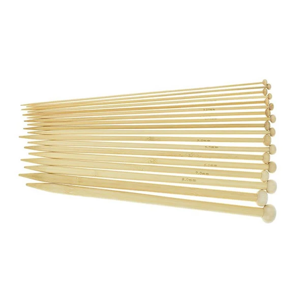 Parpinnesett, lys bambus, 2-10mm, 18 størrelser, 35 cm
