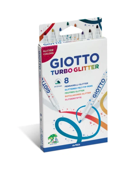 Giotto Turbo Glitter Tusser, 8 stk