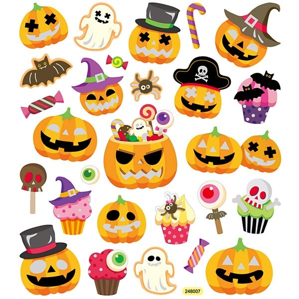 Stickers, Halloween, Græskar, 28 stk, 1 ark