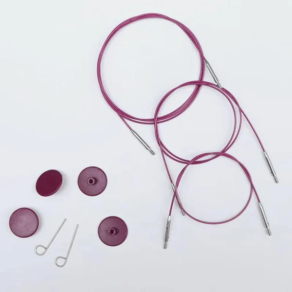 KnitPro Rustfritt Stålkabel Swivel Lilla (40-150 cm)