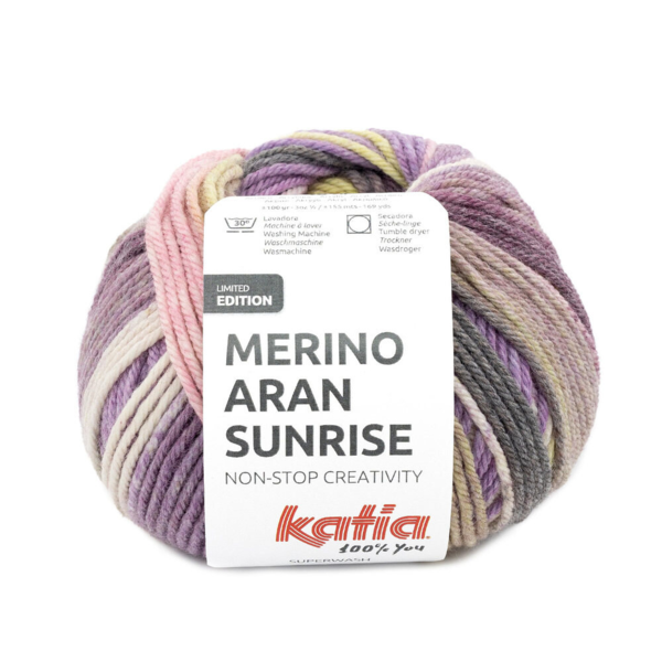 Katia Merino Aran Sunrise 304 Lilla-Rosa-Gulgrønn