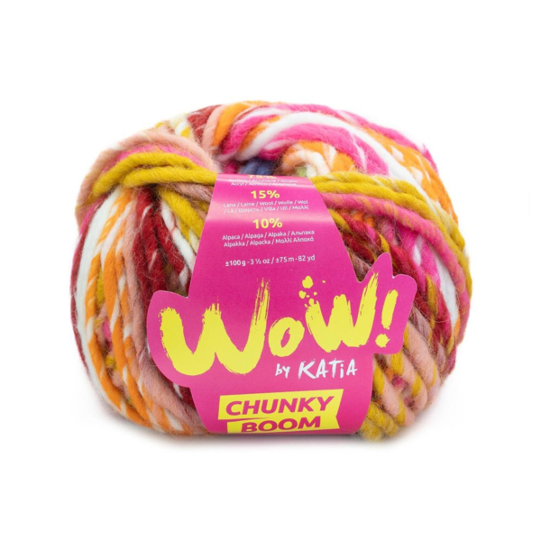 Katia Wow Chunky Boom 306 Fuchsia-Oransje-Grønn-Gul-Blå