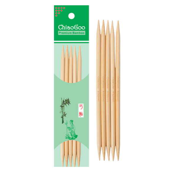 ChiaoGoo Strømpepinner Bambus Natural (13, 15 og 20 cm)