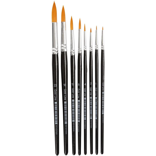 Gold Line Pensler, Rund 1–8 mm, 8 stk