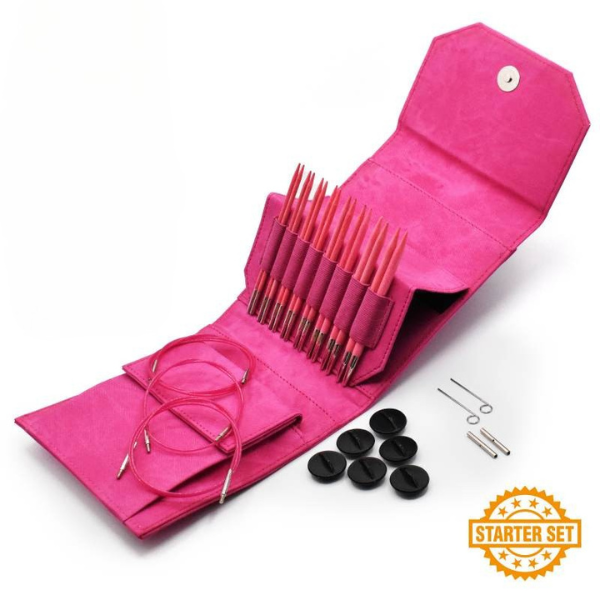 LYKKE Utskiftbare Rundpinner Blush, Starter Set, Fuchsia, 13 cm