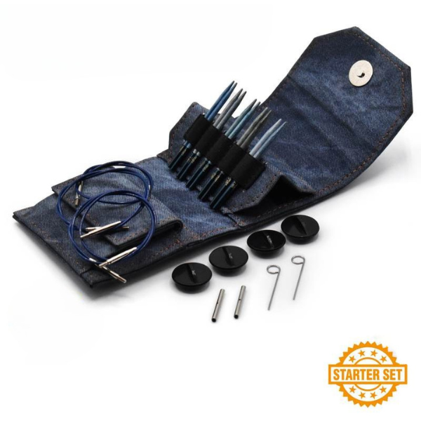 LYKKE Utskiftbare Rundpinner Sett, Indigo, Starter Set, Blå, 9 cm