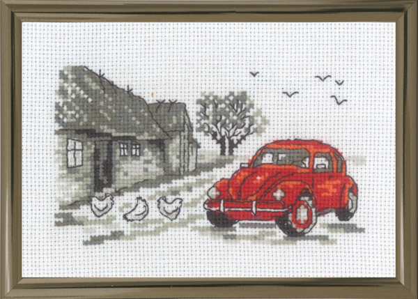 Broderisett Den røde bilen R5794 15 x 10 cm
