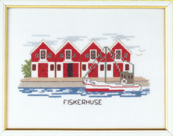 Broderisett Fiskerhytter 20 x 15 cm 5611