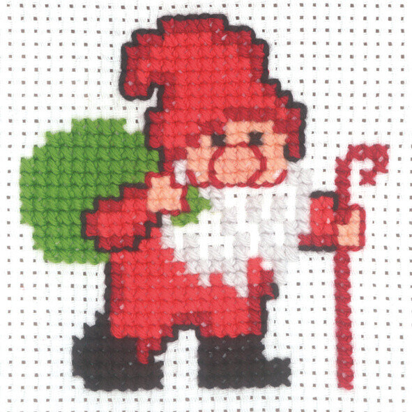 Broderisett Nisse m/sekk og stav 10 x 10 cm