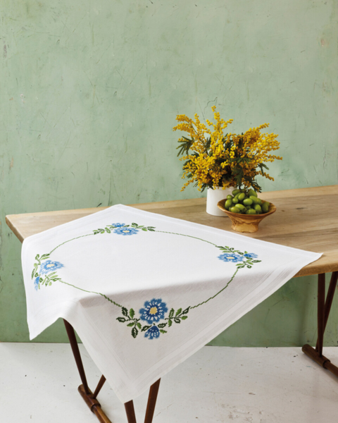 Broderisett Blomster i korssting 80 x 80 cm