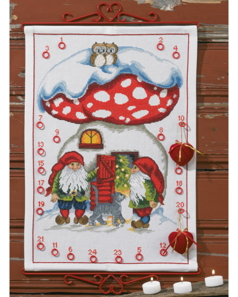 Broderisett 2 nisser m/katt 5125/38 38 x 53 cm