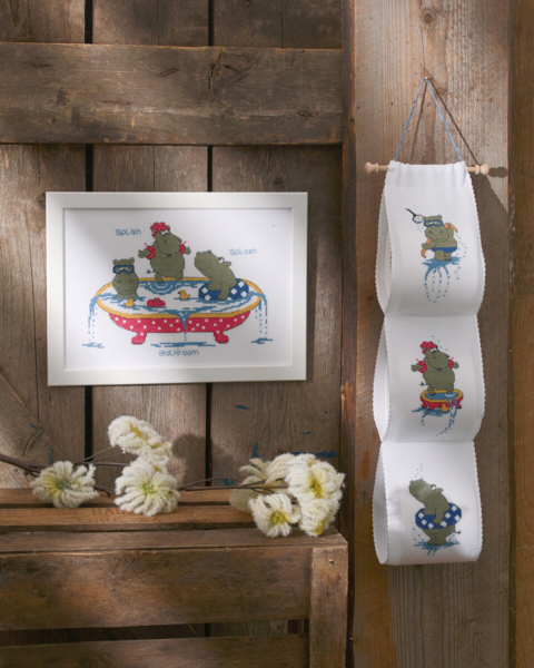 Broderisett Flodhester 12 x 63 cm