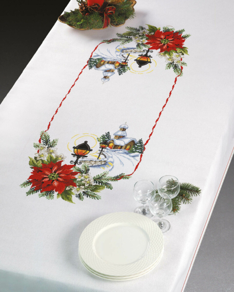 Broderisett Julestjerner / lykter 140x230 cm