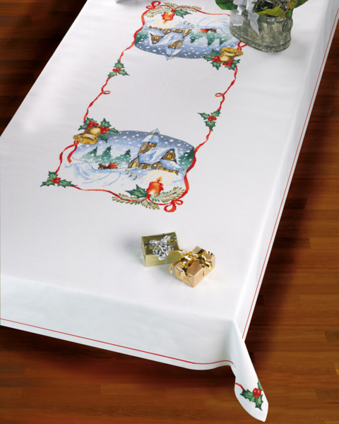 Broderisett Kirke & klokker 140 x 230 cm