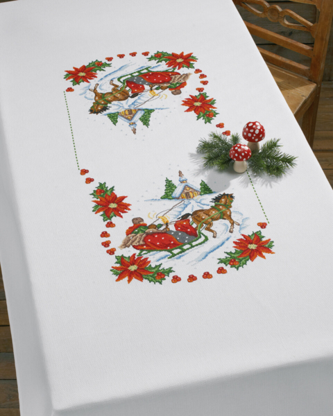 Broderipakke Kirke, Slede & Stjerne 140x220 cm