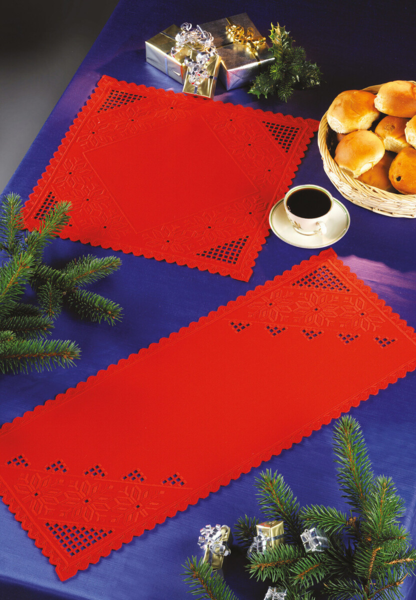 Broderisett Løper, rød hardanger 28 x 67 cm