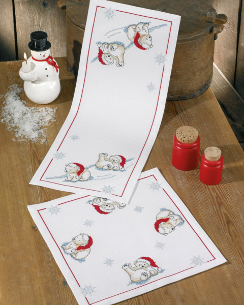 Broderisett Isbjørn på tynn is 24 x 62 cm