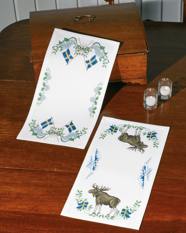 Broderisett Hilsen fra Sverige Flag 25 x 48 cm