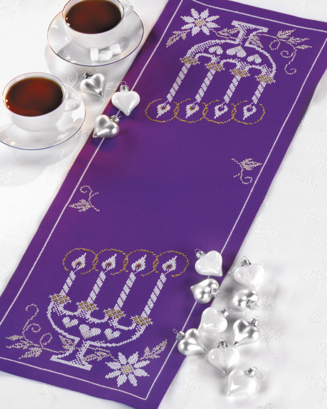 Broderisett Lysestake 26 x 72 cm