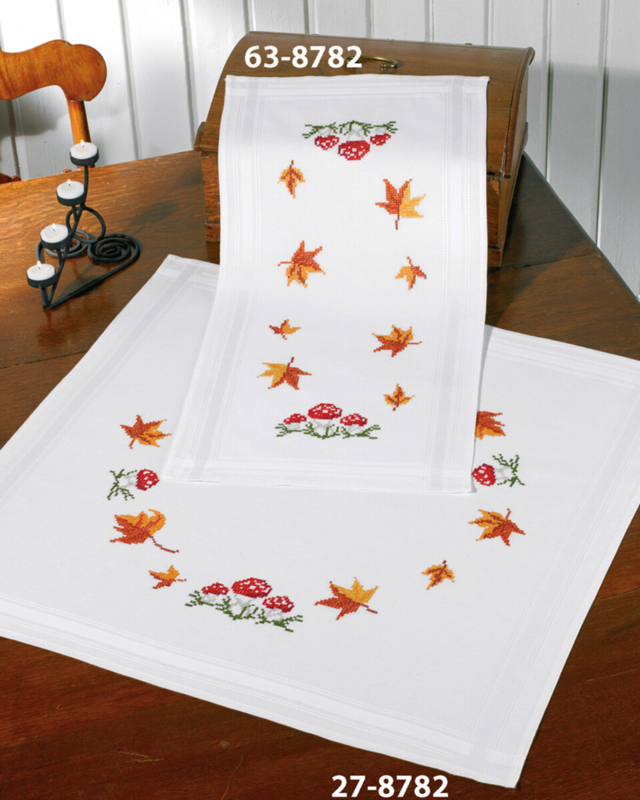 Broderisett Sopp og blader 40x80 cm