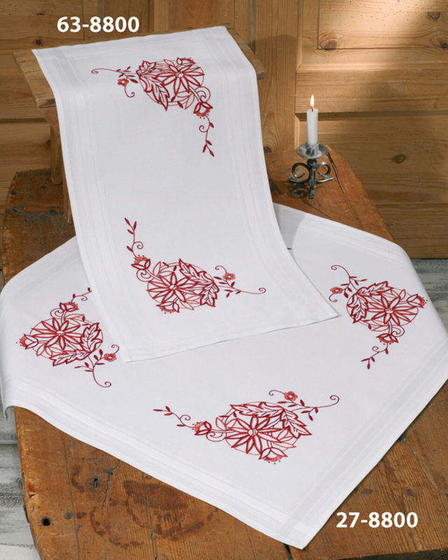 Broderisett Redwork 40 x 80 cm