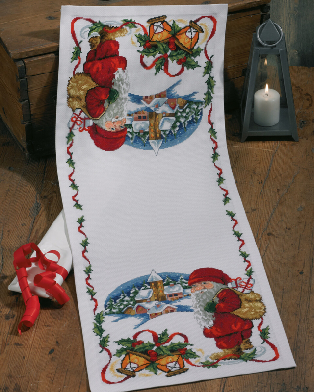Broderisett Nisse og landsby 34 x 89 cm