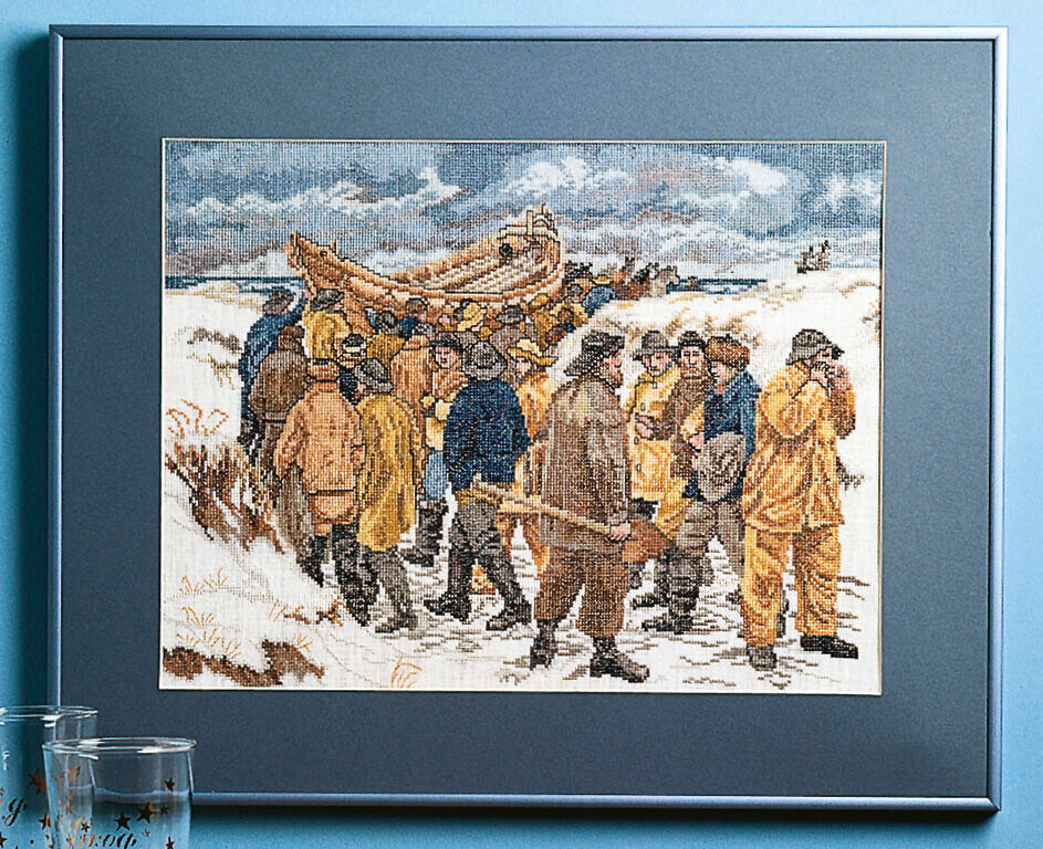 Broderisett Redningsbåt 47 x 38 cm