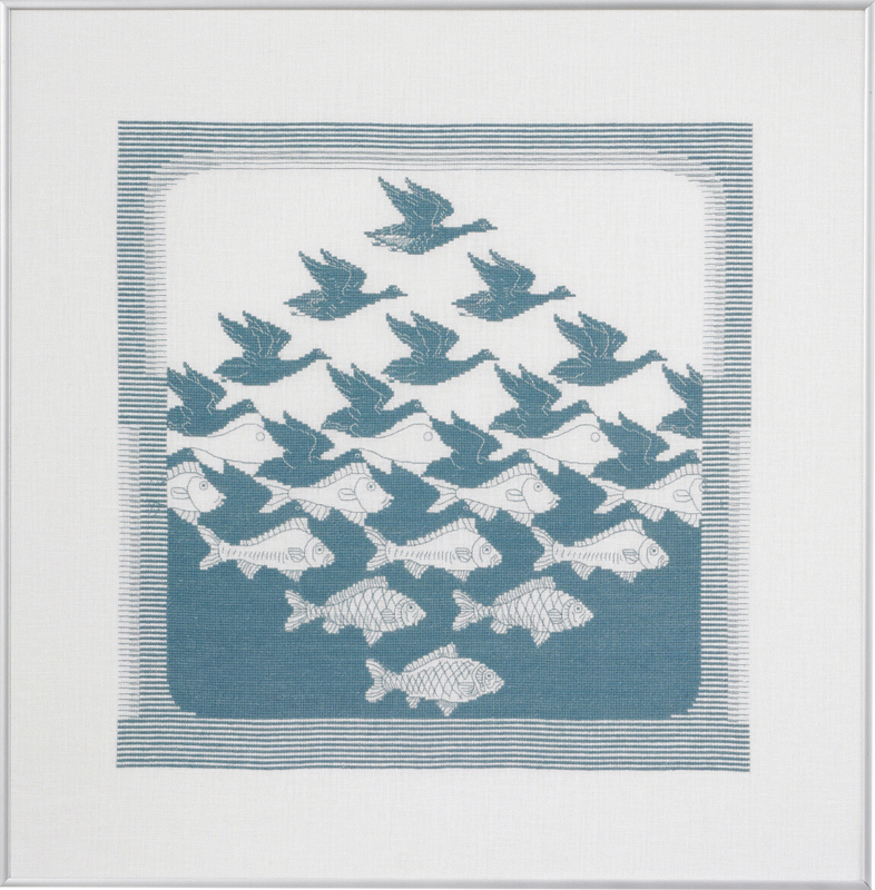 Broderisett Fuglen/fisken gråblå R5988 57 x 62 cm
