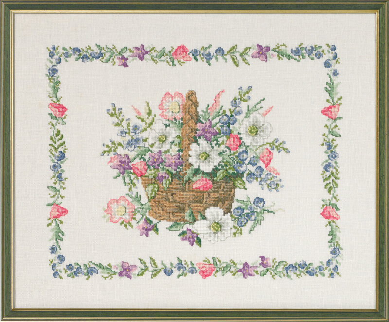 Broderisett Blomsterkurv 49 x 40 cm