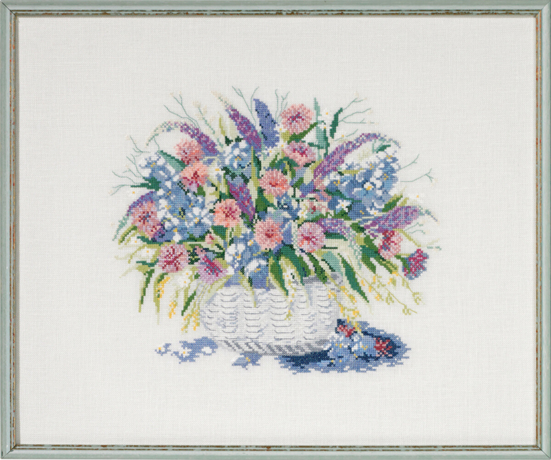 Broderisett Kurv m/ blomster II 48x40 cm