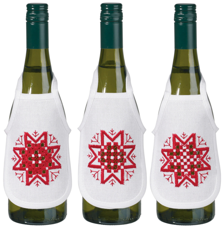 Broderisett Hardanger stjerne rød 3 stk 10 x 15 cm