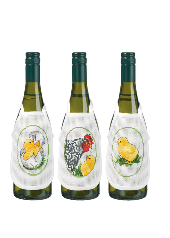 Broderisett Påske 3 stk flaskeforkle 10 x 15 cm