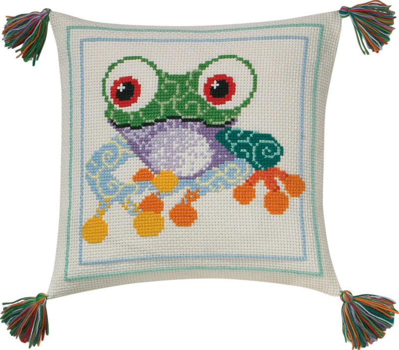 Broderisett Barnepute Frosk 30x30 cm