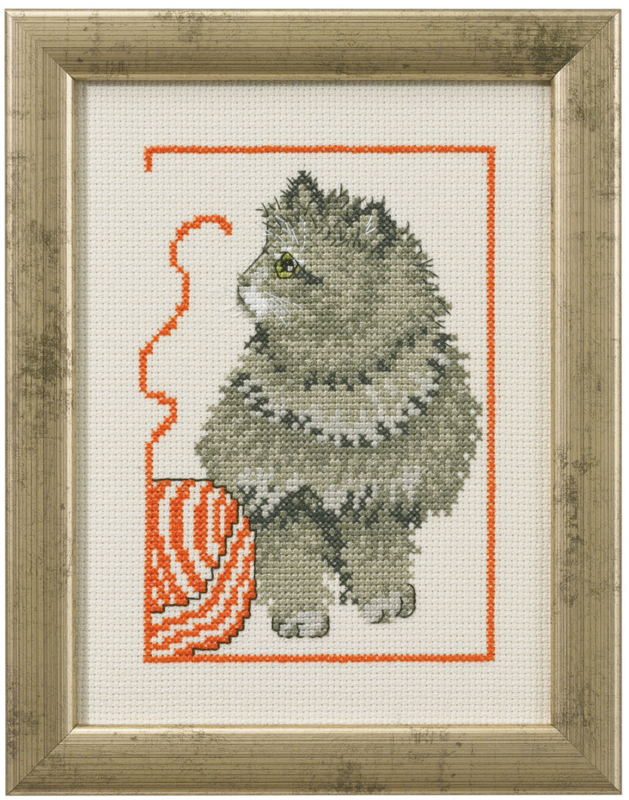 Broderisett Sittende kattunge R5359 15 x 20 cm